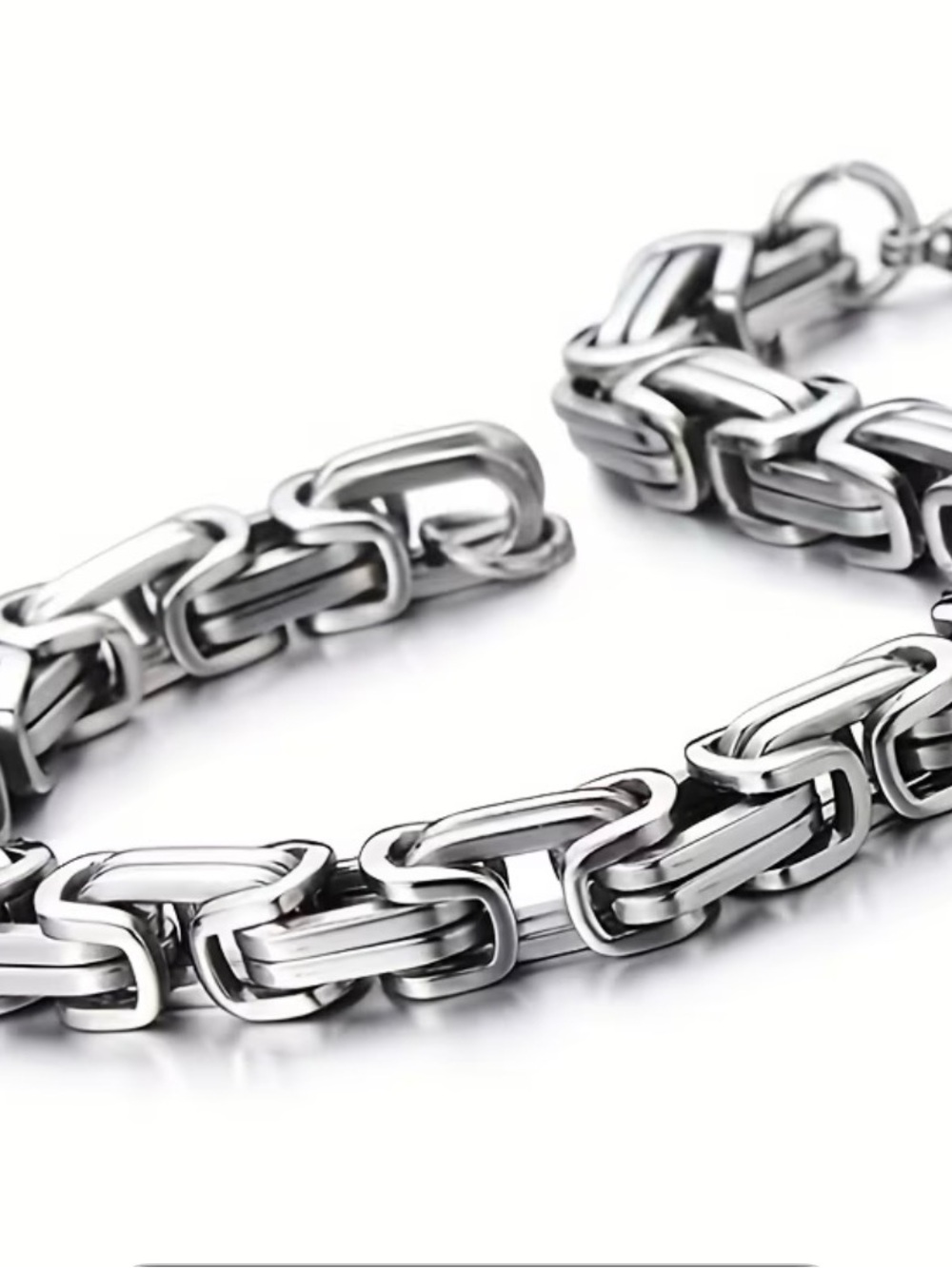 Men's Silver Stainless Steel Link Necklace - Sleek Grooming Accessory